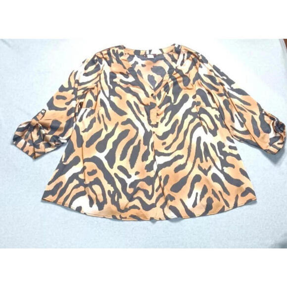 Cocomo Tops - Cocomo 3/4 Sleeve Blouse Women's Size 3X Leopard Print Button Soft Lightweight
